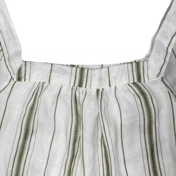 Cleo Petites Balloon Sleeve Top | White and Green Stripe | Size M - Picture 4 of 7